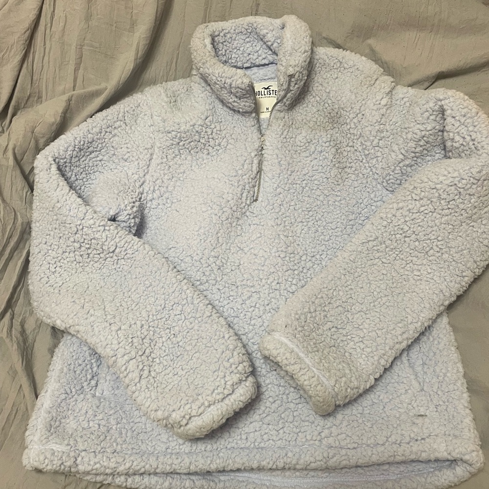 Baby Blue Hollister Sherpa Teddy 1/4 Zip
